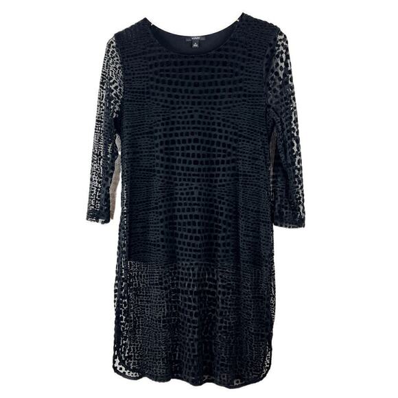 Alfani Geometric Black Tunic Top Semi Sheer Sleeve & Hem Size M - Picture 1 of 10